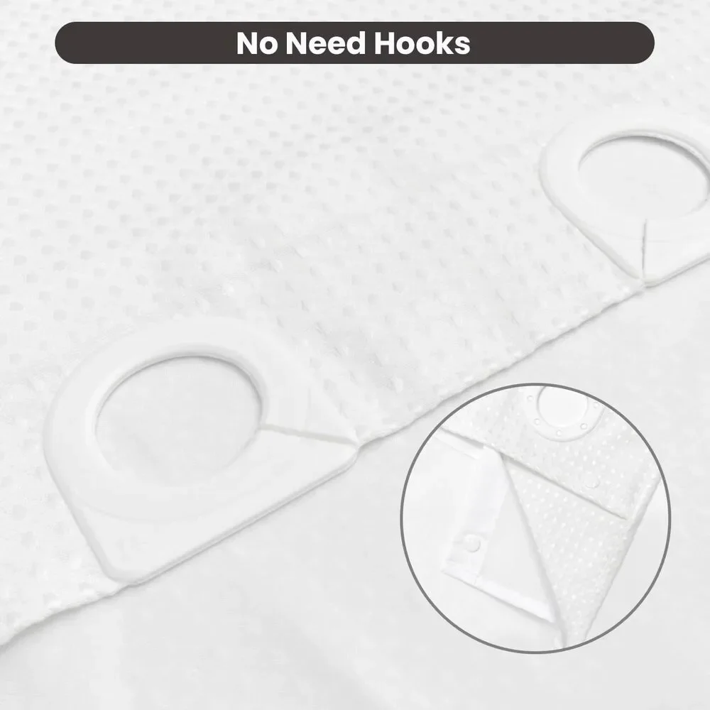 No Hook Waffle Weave Shower Curtain with Removable Snap in Fabric Liner Set